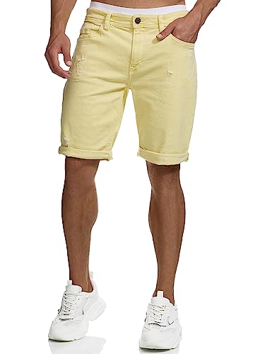 Indicode Herren Page Jeans Shorts mit 5 Taschen | Herrenshorts Used Look für Männer Pale Banana S von Indicode