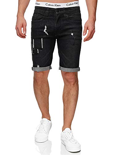 Indicode Herren Roberts Jeans Shorts mit 5 Taschen | Herrenshorts Used Look für Männer Black 3XL von Indicode