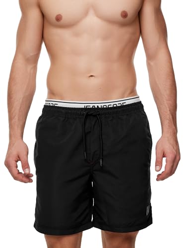 Indicode Herren Solomon Badehose mit 3 Taschen und Tunnelzug | Badeshorts für Männer Black L von Indicode