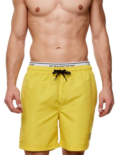 Indicode Herren Solomon Badehose mit 3 Taschen und Tunnelzug | Badeshorts für Männer Lemon Pie L von Indicode