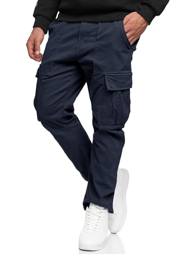 Indicode Herren Walsh Cargohose aus Baumwolle mit 6 Taschen | Freizeithose für Männer Navy L von Indicode