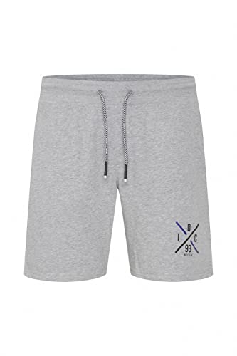 Indicode DHallum Herren Sweat Shorts Sweatshorts Kurze Hose Jogginghose mit Kordeln und Print Regular Fit, Größe:3XL, Farbe:Light Grey Mix (913) von Indicode