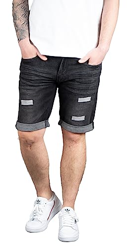 Indicode Joey Herren Shorts Jeansshorts Stretch Kurze Hose Jeans Short Denim (L, Black Holes) von Indicode