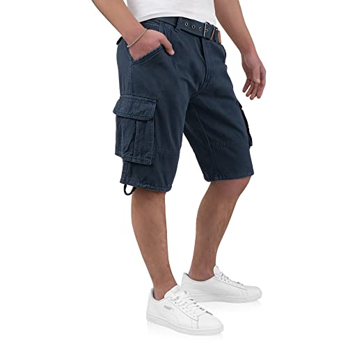 Indicode Kjeld Herren Cargo Shorts mit 6 Taschen inkl. Stoffgürtel aus 100% Baumwolle | Kurze Hose Bermuda Sommer Herrenshorts Short Men Pants Cargohose kurz Sommerhose für Männer von Indicode