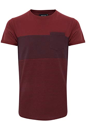 Indicode Morler Herren T-Shirt Kurzarm Shirt mit Streifen aus 100% Baumwolle mit Rundhalsausschnitt, Größe:M, Farbe:Bordeaux (201) von Indicode