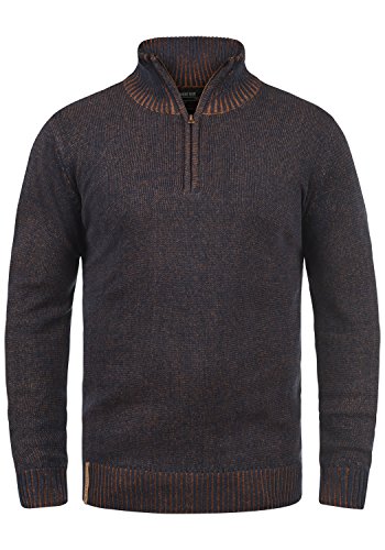 Indicode Nathen Herren Strickpullover Troyer Feinstrick Pullover Mit Stehkragen und Reißverschluss, Größe:XL, Farbe:Navy (400) von Indicode