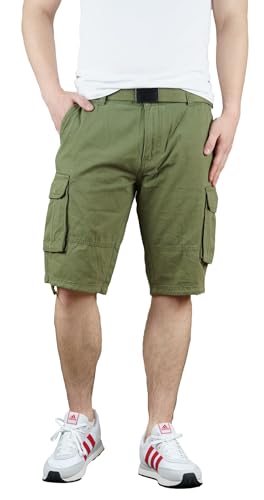 Indicode Ocean Herren Cargo Shorts Kurze Hose Short inkl. Gürtel 7 Taschen bis 3XL (as3, Alpha, 3X_l, Regular, Regular, Cypress) von Indicode