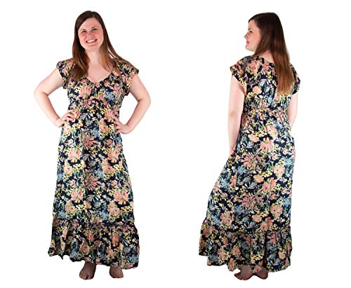 Induswelt Damen Maxi Kleid V-Ausschnitt A-Linie Plus Übergrößen Große Größen Umstandskleid (L (42/44)) von Induswelt