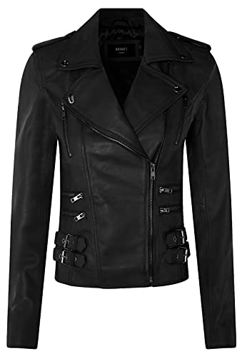 Infinity Leather Damen Retro Mattschwarz 100% Nappaleder Bikerjacke XS von Infinity Leather