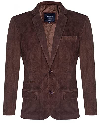 Infinity Leather Herren Veloursleder Braun Blazer Jacke Weicher Echter Italienischer Ledermantel von Infinity Leather