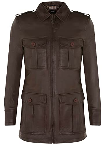 Infinity Leather Lässiger Braun Parka Safari-Trenchcoat Für Herren Mit mehreren Taschen und Reefer-Jacke XL von Infinity Leather