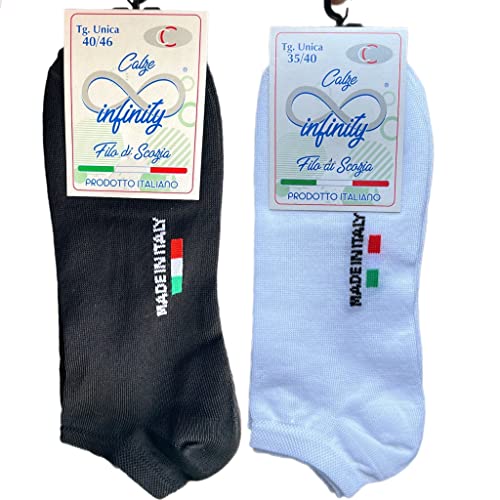 6 Paar Socken für Herren und Damen aus reiner Baumwolle, 100 % elastisch, hergestellt in Italien, Zweifarbiger Gespenst, 40-46 von Infinity