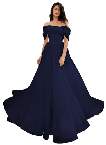 Damen Schulterfreies Tüllkleid Abschlussballkleider Lang Quinceañera-Kleid A-Linie Puffy Hochzeitskleider von Infuness