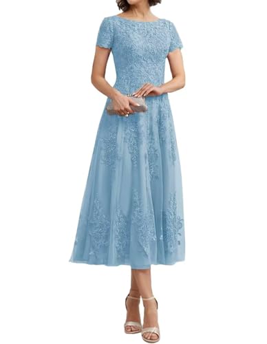 Teelange Tüll für die Brautmutter Ballkleid Spitzenapplikationen Formelle Abendkleider mit Ärmeln A-Linie Abendkleider Elegant für Hochzeit Teelange Tüll für die Brautmutter Ballkleid Spitzenapplikationen Formelle Abendkleider mit Ärmeln A-Linie Abendkleider Elegant für Hochzeit von Infuness