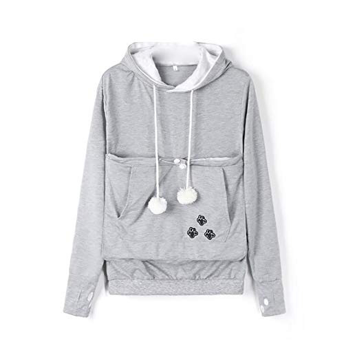 Inlefen Frauen Hoodie Sweatshirt Herbst und Winter Lange Ärmel Große Tasche Hoodie Pullover Kordelzug Grau L von Inlefen