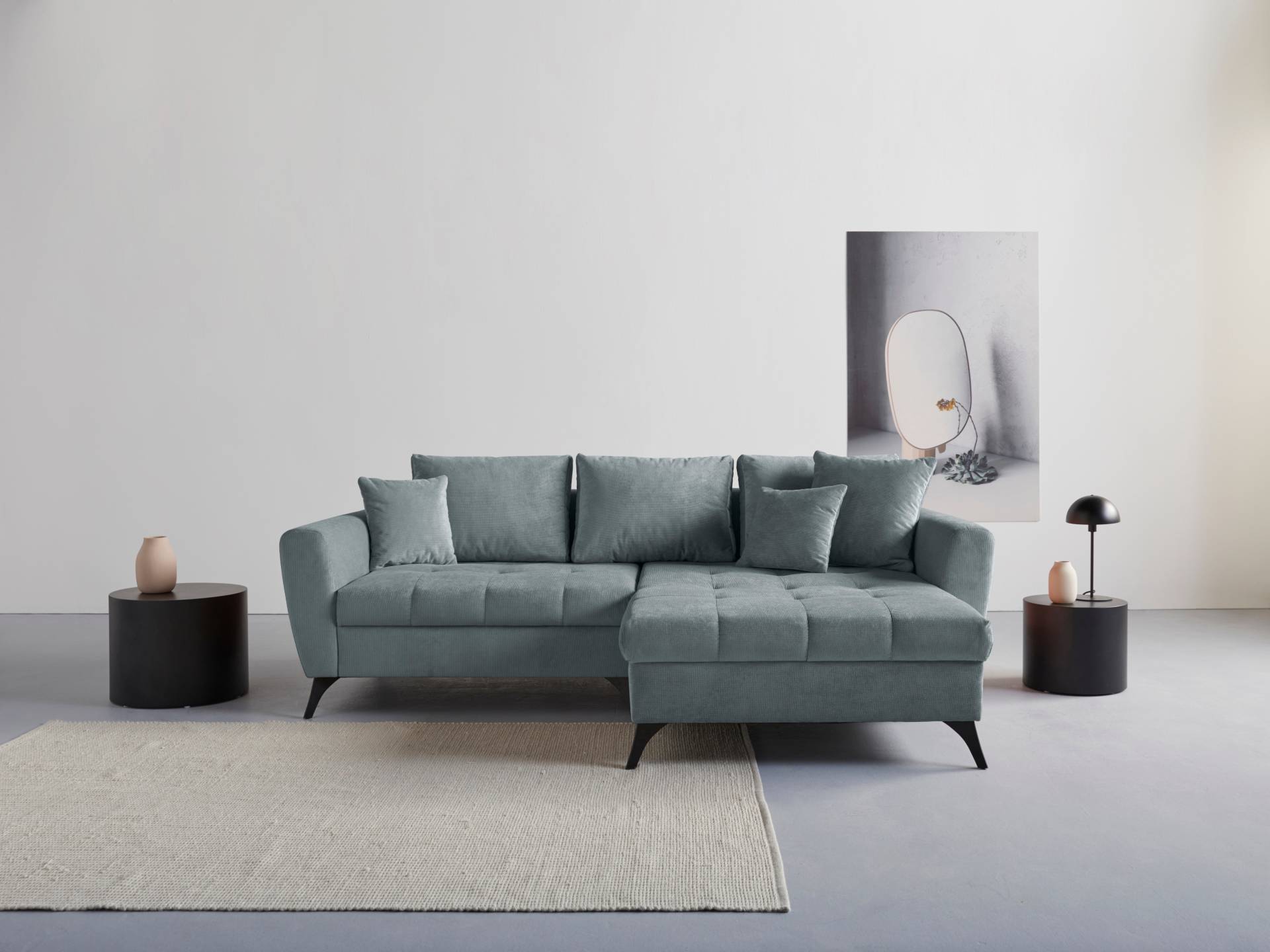 INOSIGN Ecksofa "Lörby L-Form", auch mit Aqua clean-Bezug, feine Steppung im Sitzbereich, lose Kissen von Inosign