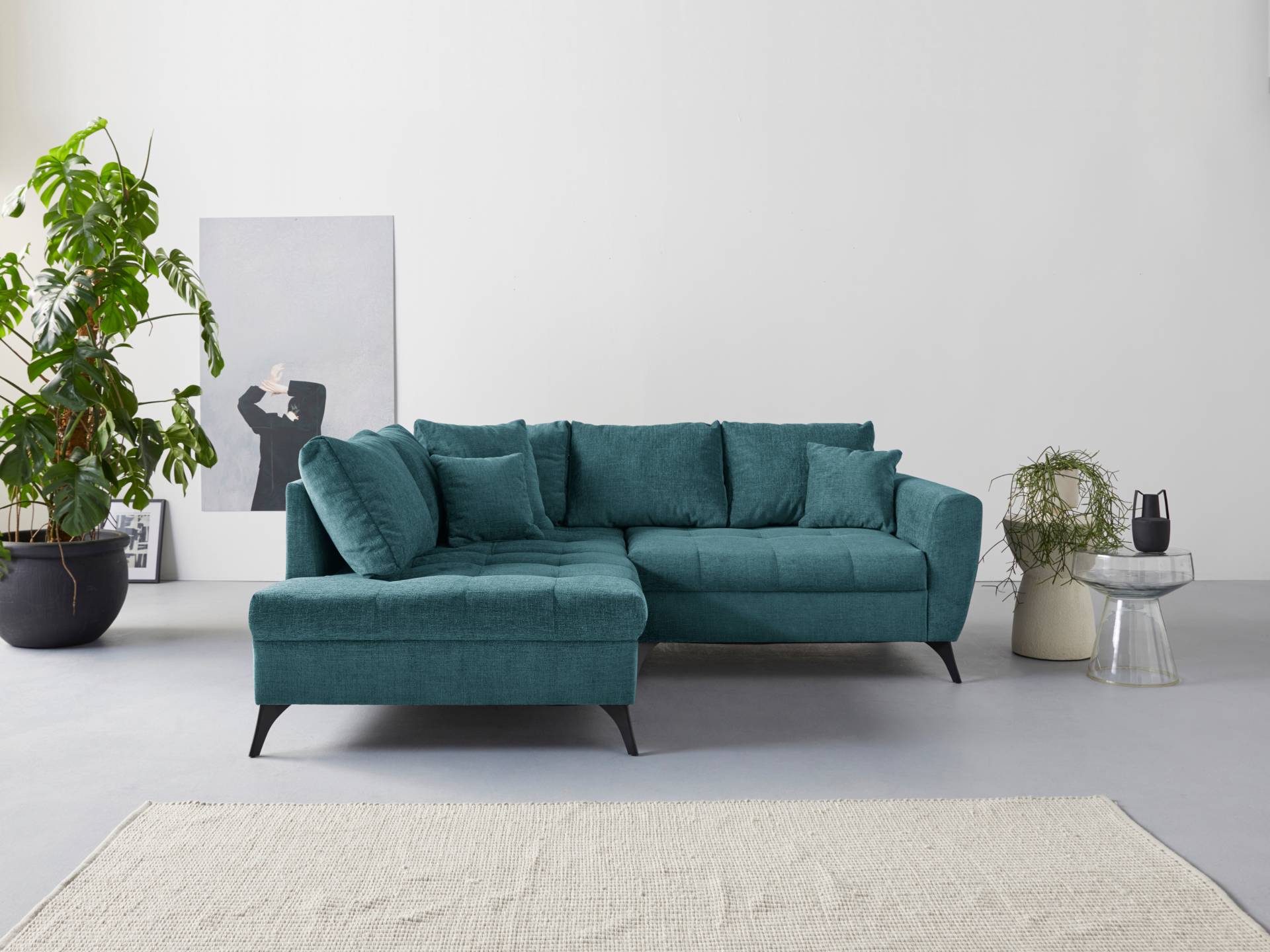 INOSIGN Ecksofa "Lörby L-Form", auch mit Aqua clean-Bezug, feine Steppung im Sitzbereich, lose Kissen von Inosign