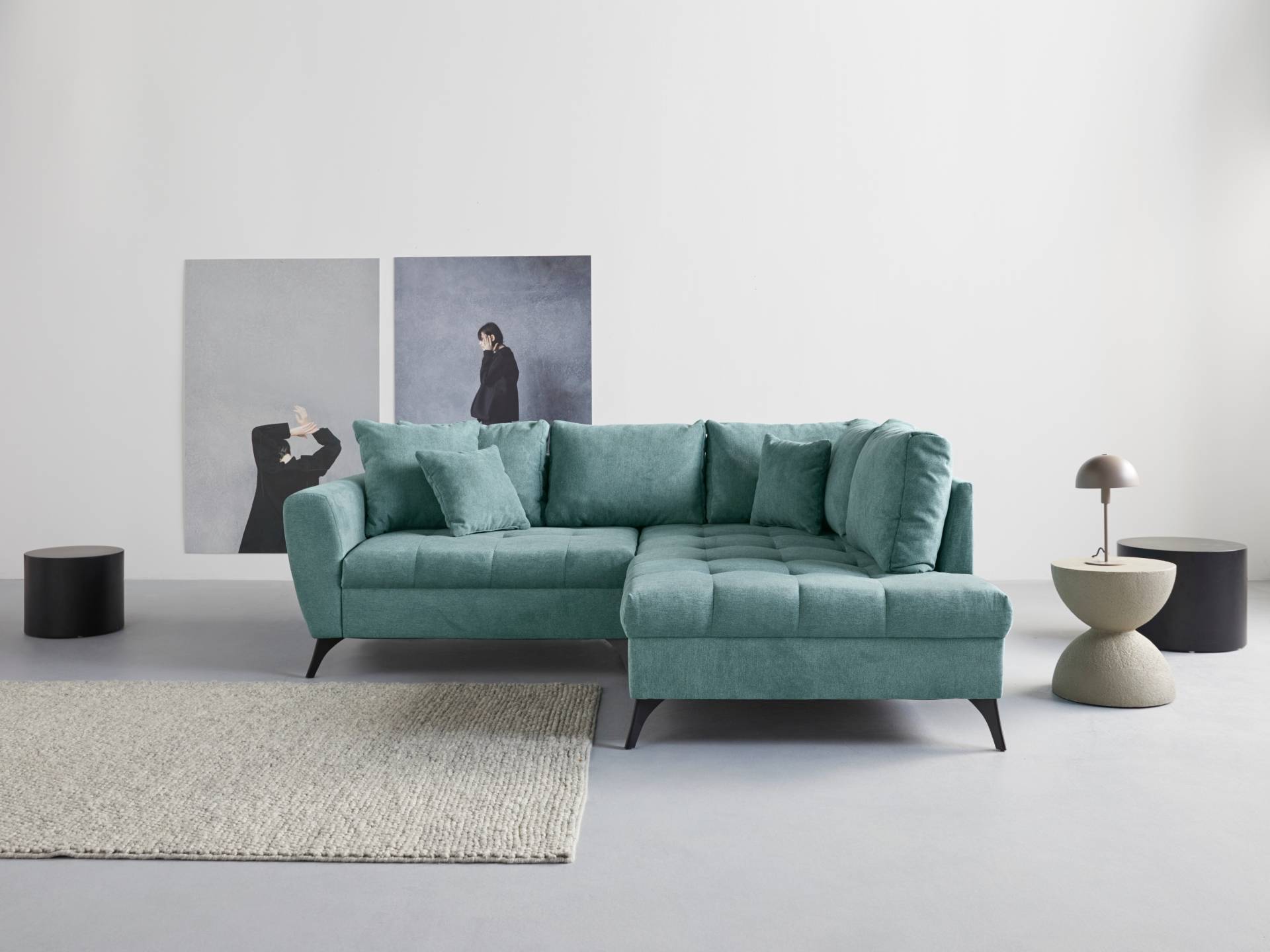 INOSIGN Ecksofa "Lörby L-Form", auch mit Aqua clean-Bezug, feine Steppung im Sitzbereich, lose Kissen von Inosign