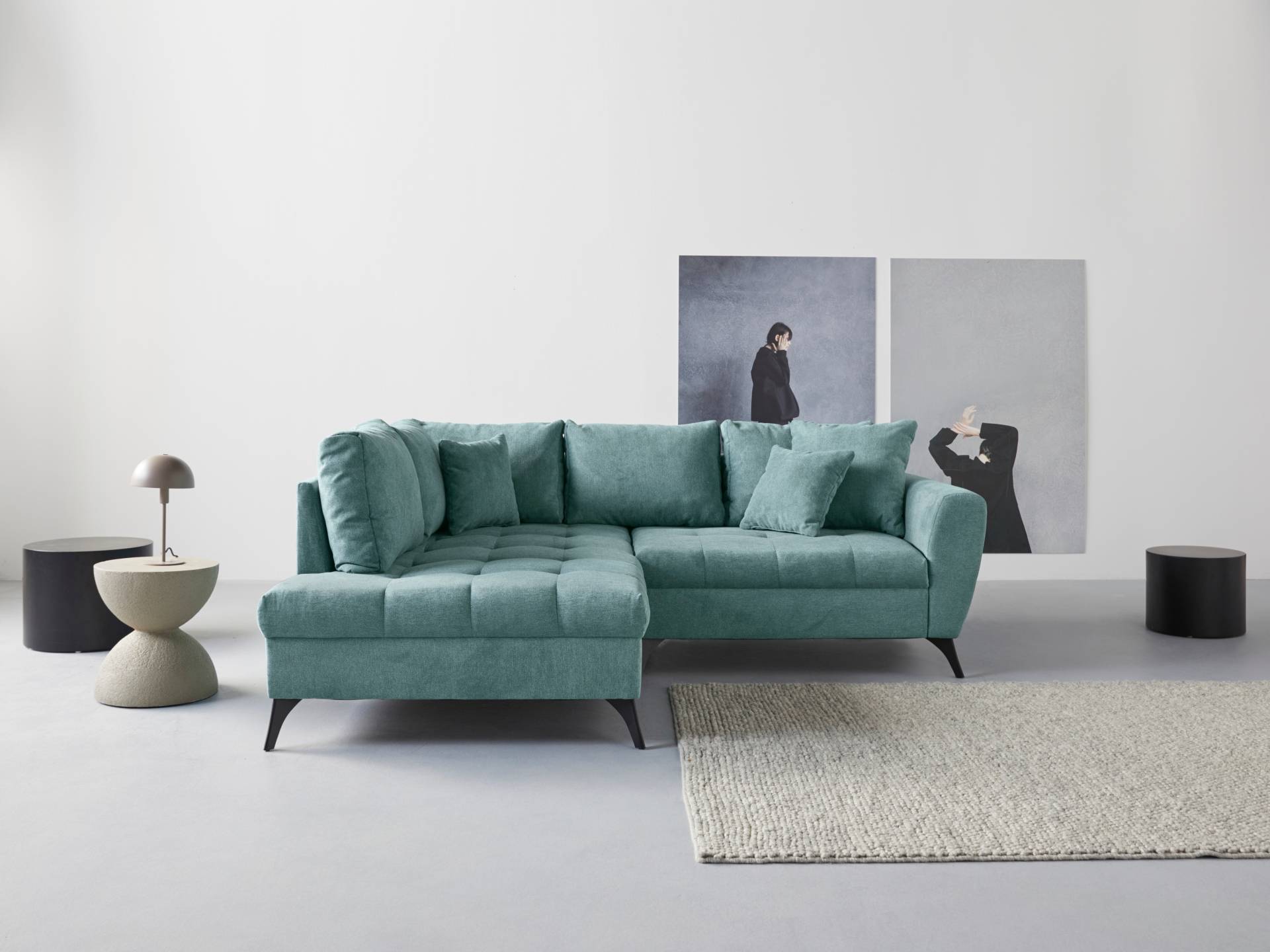 INOSIGN Ecksofa "Lörby L-Form", auch mit Aqua clean-Bezug, feine Steppung im Sitzbereich, lose Kissen von Inosign