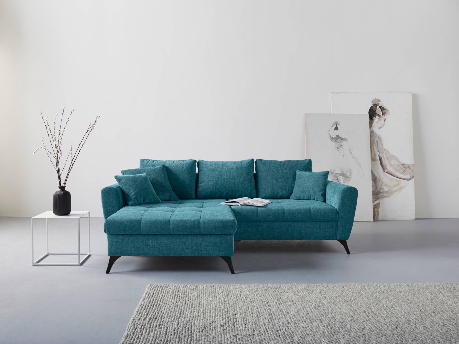 INOSIGN Ecksofa "Lörby L-Form", auch mit Aqua clean-Bezug, feine Steppung im Sitzbereich, lose Kissen von Inosign