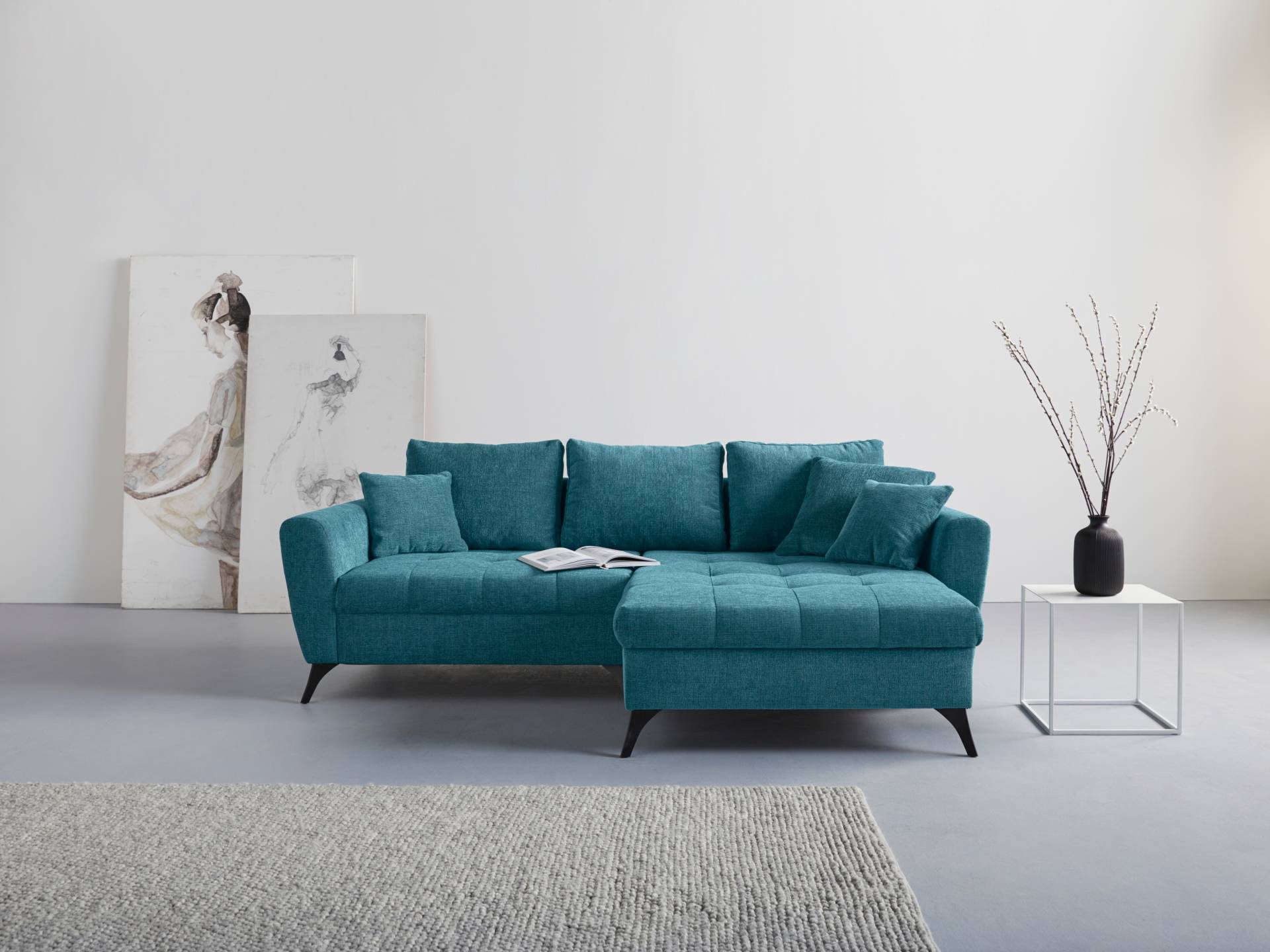 INOSIGN Ecksofa "Lörby L-Form", auch mit Aqua clean-Bezug, feine Steppung im Sitzbereich, lose Kissen von Inosign