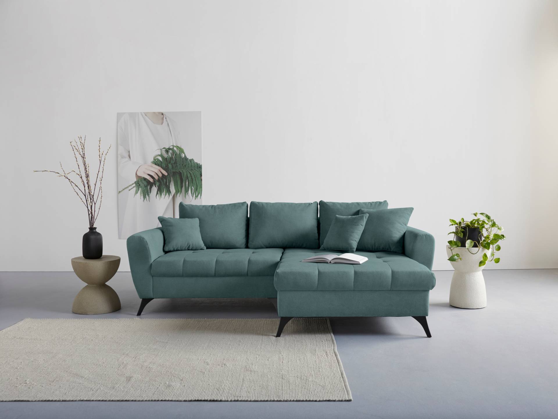 INOSIGN Ecksofa "Lörby L-Form", auch mit Aqua clean-Bezug, feine Steppung im Sitzbereich, lose Kissen von Inosign