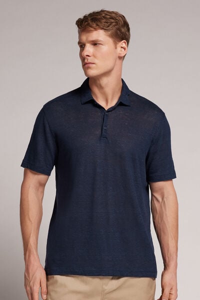 Kurzarm-poloshirt Aus Leinen Blau von Intimissimi