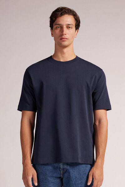 Oversize-t-shirt Aus Interlock-baumwolle Blau von Intimissimi