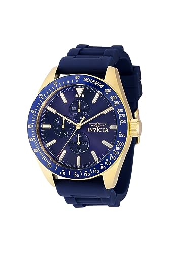 Invicta Herren-Armbanduhr Aviator, 45 mm, Silikon, Quarzuhr, Blau (Modell: 38403), Blau, Flieger von Invicta