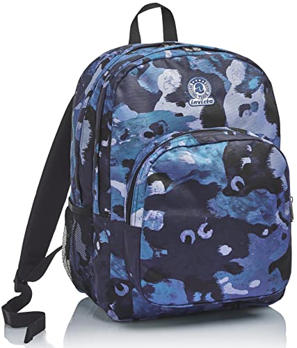 Invicta Rucksack, für Schule, Sport&Freizeit, Geräumige Schultasche für Teenager, Mädchen und Jungen, mit Trinkflaschenfach, Extra Platz, Blumenmuster, STRONG CAMO SHADE von Invicta