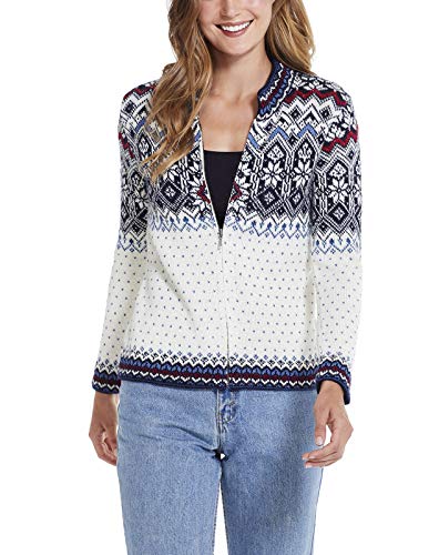 Invisible World Damen 100% Alpaka Skandinavischer Strickjacke – Rundhals Cardigan mit halber Reißverschluss - Astrid -L von Invisible World