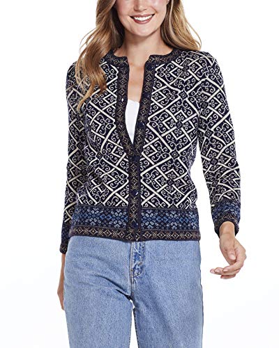 Invisible World Damen 100% Alpaka Strickjacke – Rundhals Cardigan mit Reißverschluss- Vitral -L von Invisible World