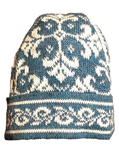 Invisible World Damen und Herren 100% Alpaka Wintermütze - Handgestrickte und warme Winter Beanie Mütze - Medieval Blau -M von Invisible World