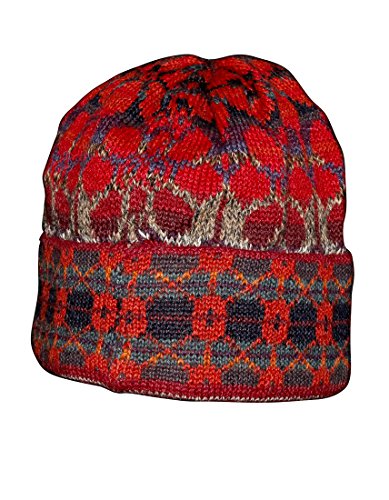 Invisible World Damen und Herren 100% Alpaka Wintermütze - Handgestrickte und warme Winter Beanie Mütze - Sommer Rot - Größe M von Invisible World