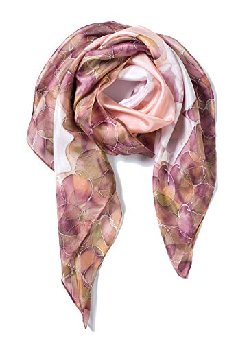 Invisible World Damenschal aus 100% Seide Handgemaltes Quadrat Monochrom Blume -Mauve von Invisible World