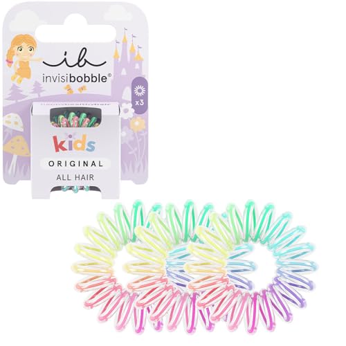 invisibobble Kids Magic Rainbow, Kinder Haargummi Spiral Zopfgummi, Ohne Ziepen, Wasserabweisend, Perfekt für Kinder, Bunte Regenbogenfarben, 3 Stück von Invisibobble