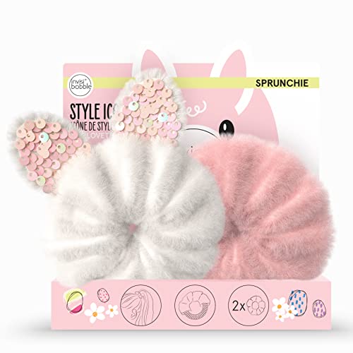 invisibobble Kids Scrunchie Set Mädchen I 2x Haargummis Häschenohren Weiß Rosa I Super Süß Plüsch Scrunchies I Geschenke für Mädchen I Haarschmuck Flauschig von Invisibobble