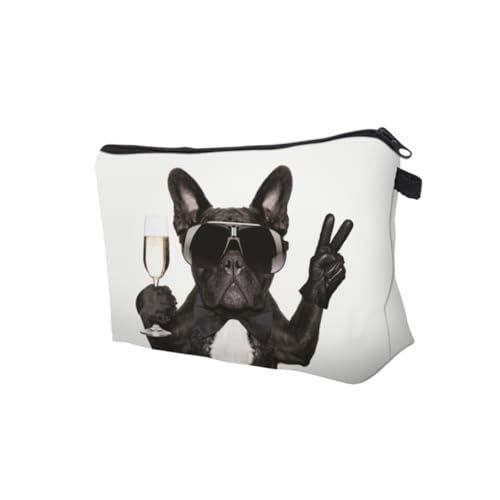 Ipetboom Makeup Tasche 1Stk tiermotive Kosmetiktasche geldbörsen dogy kleine Hunde Männer Make-up-Tasche mit Reißverschluss Make-up-Taschen Damen Schminktasche Perlmutt Weinglas Fräulein von Ipetboom