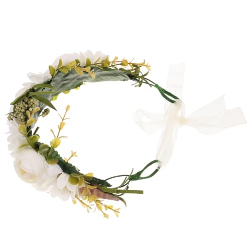 Ipetboom 2 Stk Blumenringe Für Frauen Brautkopfschmuck Für Die Hochzeit Haargummis Für Mädchen Haarband Mit Rosenblüten Blumenstirnbänder Für Babys Weiß Brautjungfer Schal Mori-abteilung von Ipetboom