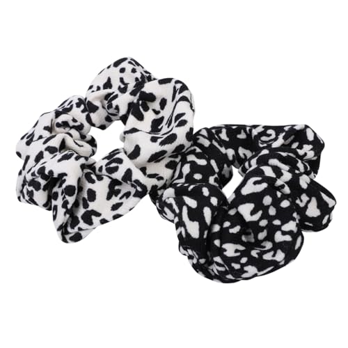 Ipetboom 2St Scrunchie mit Polka-Dots und Leopardenmuster Pferdeschwanzhalter Leoparden-Pferdeschwanz-Halter Haarbänder Tiara frauen kopfschmuck Haargummis elastisch Haarring Haarseil Weiß von Ipetboom