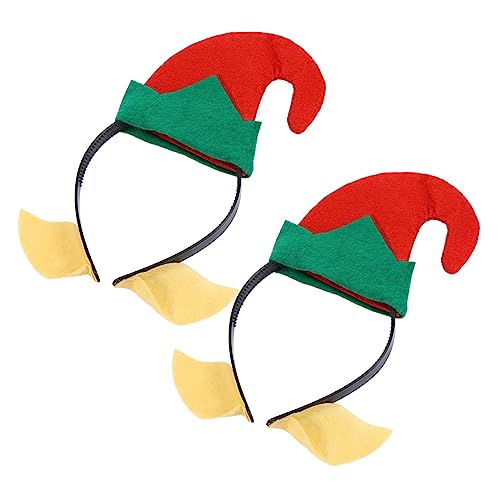 Ipetboom 2St Weihnachtsstirnband christmas haarreif christmas headband elfenhut stirnbänder mit ohren Haarband mit Elfenmütze Haargummi Tiara Weihnachtsmütze Haarband Stoff von Ipetboom
