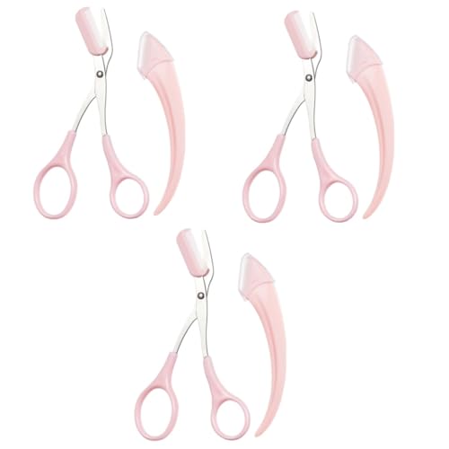 Ipetboom 3 Sätze Augenbrauen-Trimmer Augenbrauenformwerkzeug Pflegeschere Haarschneidemaschine Pflegeset Für Männer Mini-Schere Für Augenbrauen Augenbrauenschneider Abs Mann Rosa Gesicht von Ipetboom