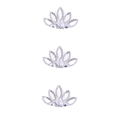 Ipetboom 3 Stk Diamant-Kopfschmuck Hochzeit Kamm Diademe Abschlussball Haarspangen Prinzessin Kamm haarschmuck Tiara Brauthaarkamm Hochzeitskamm Kristall Kopfbedeckung Zubehör Damen Weiß von Ipetboom