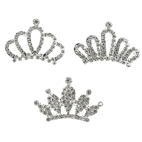 Ipetboom 3St Baby-Tiara-Haarkamm Kinderhaaraccessoires für Mädchen Kämme kleiner Tiara-Haarkamm Baby-Tiara-Kamm mit Strasssteinen Koreanische Version Haarschmuck Kleine Haarnadel Legierung von Ipetboom