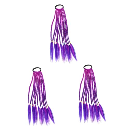 Ipetboom 3st Perücke Geflochtener Kopfschmuck Haarschmuck Für Zöpfe Haarverlängerungen Für Mädchen Häkelnadeln Für Haare Haarhäkelnadel Flechten Hochtemperaturdraht Kind Violett Haarring von Ipetboom