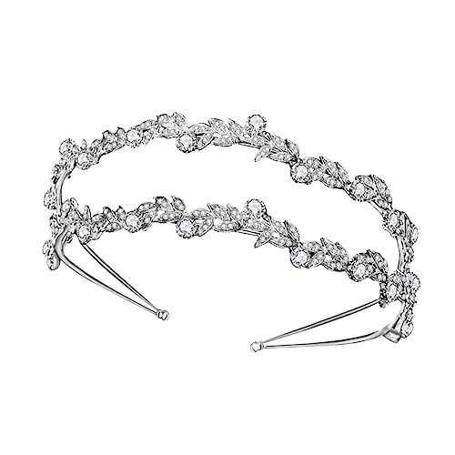 Ipetboom Braut Haarband Brautkopfschmuck Für Die Hochzeit Strass-haarbänder Kristall Stirnband Strass-blatt-stirnband Accessoires Für Damen Haarreifen Weiß Fräulein Zubehör Legierung von Ipetboom