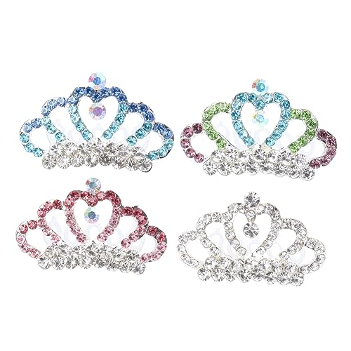 Ipetboom Braut Haarspange 4 Stück Kronenkamm Haarschmuck für Kinder Strass Krone Haarkamm kinder haarschmuck hair accessories for girls Stirnband Haarklammer zarter Kronenkopfschmuck Blitz von Ipetboom