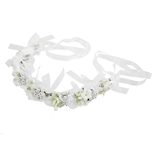 Ipetboom Tiara Für Kinder Blumenmädchen Haarschmuck Für Die Hochzeit Hochzeits-halo-stirnband Stirnband Für Kinder Blumenmädchen-kopfschmuck Haargummis Kranz Legierung Braut Weiß Die Blumen von Ipetboom