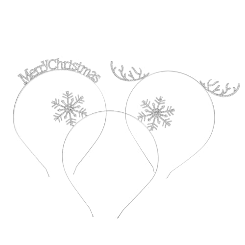 Ipetboom Urlaubsstirnband 3St Schneeflocken-Stirnband Kopfbedeckung für das neue Jahr Weihnachten Rentiergeweih Stirnbänder Tiara Haarband Weihnachtsdekoration Stirnband Requisiten Blitz von Ipetboom