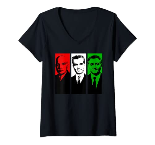 Damen Pahlavi drei Könige des Irans T-Shirt mit V-Ausschnitt von Iran Gilaki Co